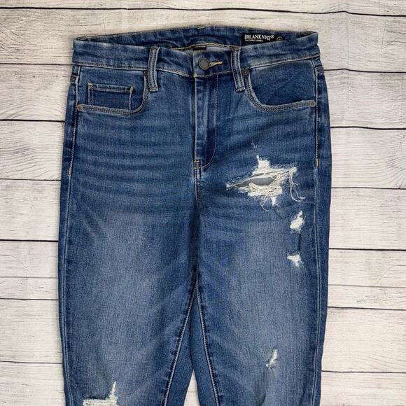 Blank NYC The Great Jones High Rise Skinny Jeans Medium Wash Distressing Size 27 - Picture 5 of 9